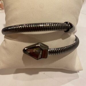 Anthropologie Stone Serpent Wrap Bracelet steel dark charcoal grey NWT